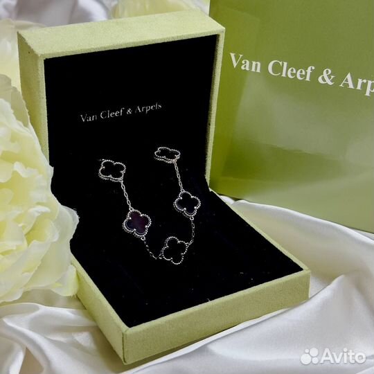 Комплект Van cleef оникс в серебре