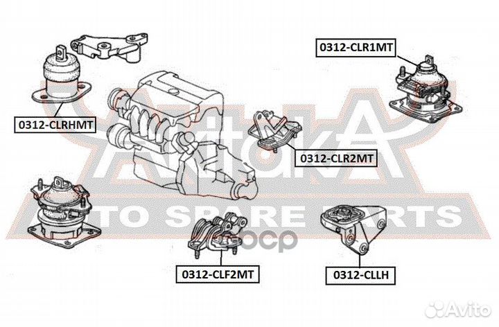 Подушка двигателя мт прав 0312clrhmt asva