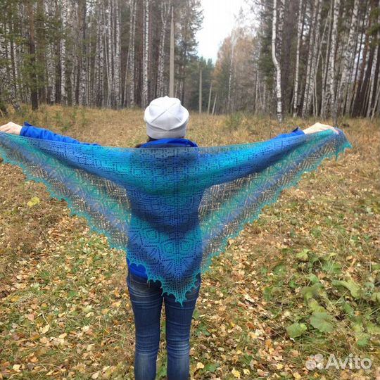 Шаль треугольная, 100 шерсть