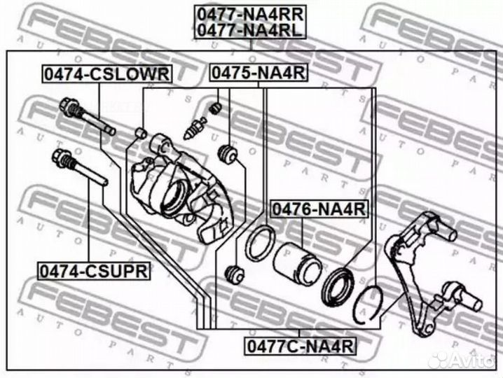 Febest 0477C-NA4R Скоба тормозного суппорта зад пр