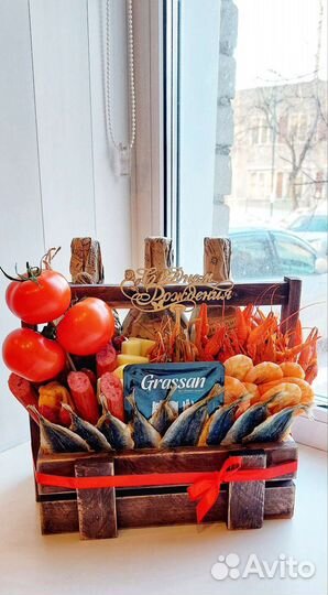 Мужской букет с сыром и колбасками