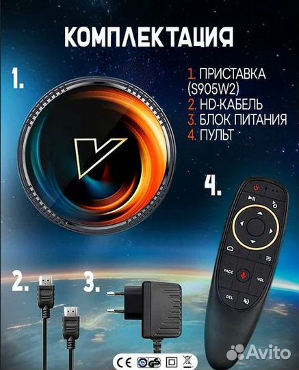 Тв-приставка Vontar W2 ATV 4/64 голосовая аэромышь
