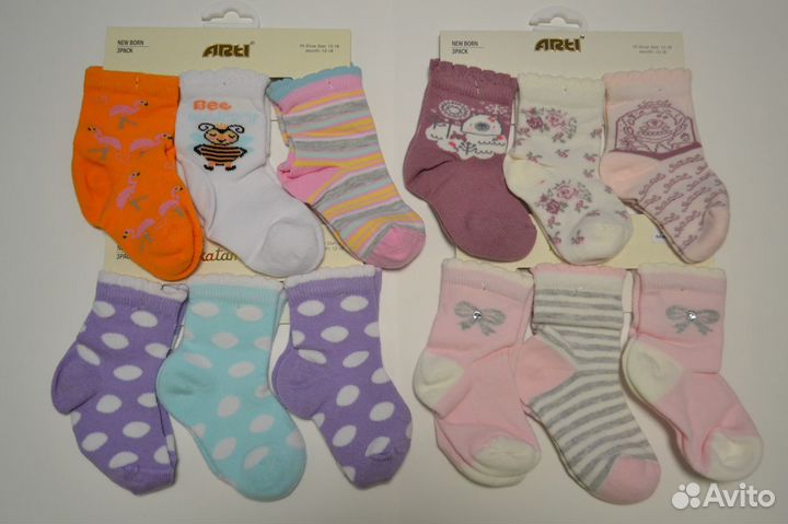 Носки новые, комплект, Турция,0-1, 1-2 года