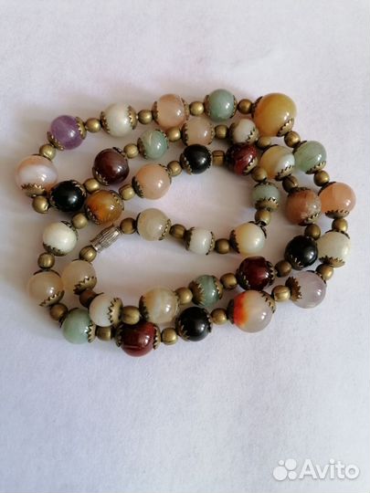 Бусы 58см из натуральных камней Винтаж 50е Индия