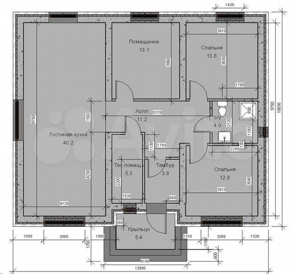 Дом 101 м² на участке 7 га