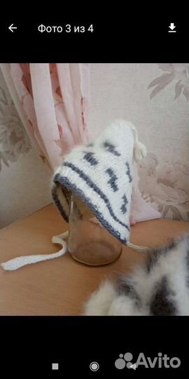 Шапка пуховая на девочку 3/5 лет цена за все