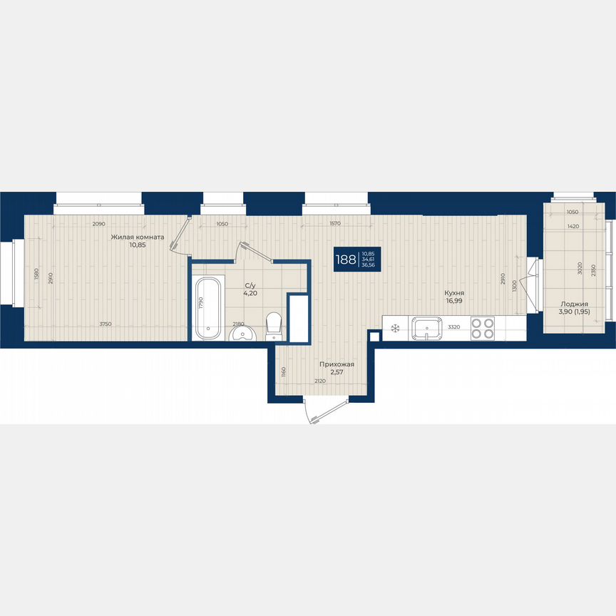 1-к. квартира, 36,6 м², 4/12 эт.
