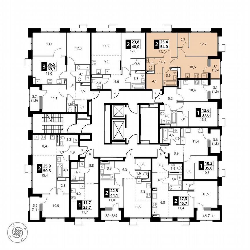 2-к. квартира, 54 м², 21/21 эт.