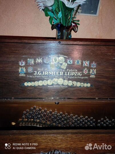 Старинное немецкое Пианино 1919 J. G. Irmler (Leip