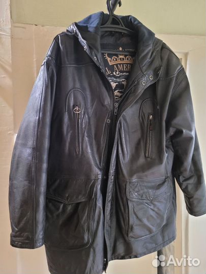 Кожаный пуховик 52 54. Amerikan. Made in Korea