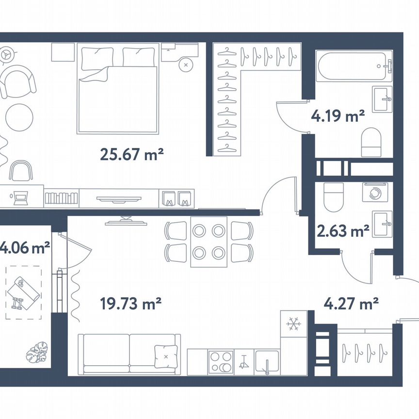 1-к. квартира, 58,5 м², 4/11 эт.