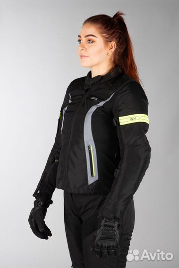 IXS Women’s Sport 5/8 ST Jacket Black-Grey-Yellow Черный