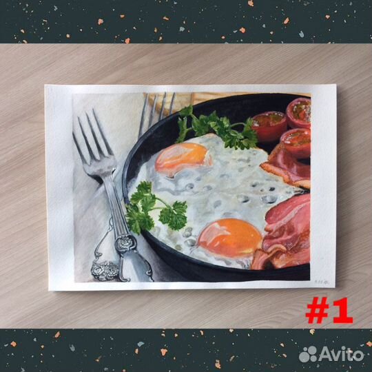 Рисунок акрилом по бумаге, еда, натюрморт