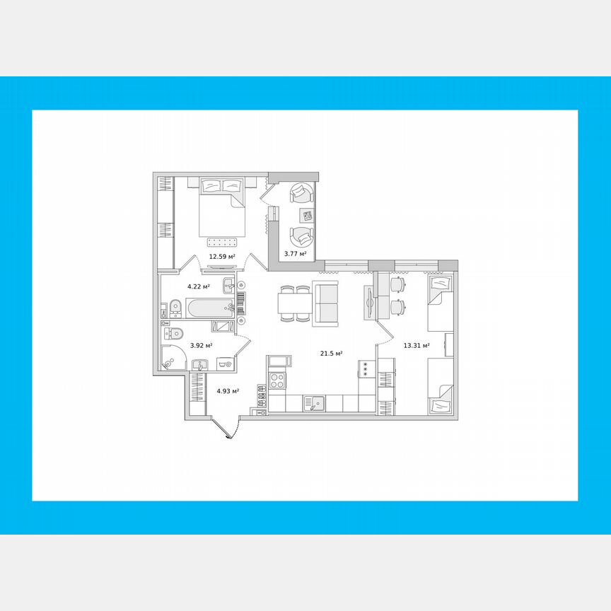 2-к. квартира, 60 м², 14/14 эт.