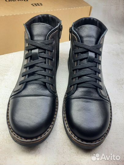 Удобные кожаные утепленные зимние ботинки (Арт.49873)