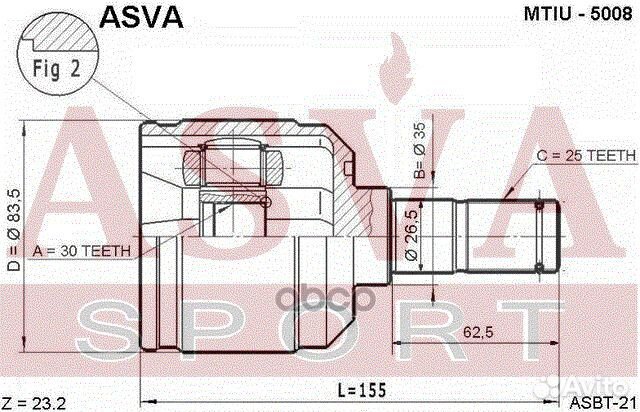 ШРУС внутренний перед mtiu5008 asva