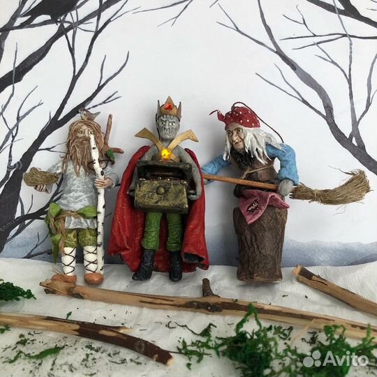 Набор ватных елочных игрушек ручной работы