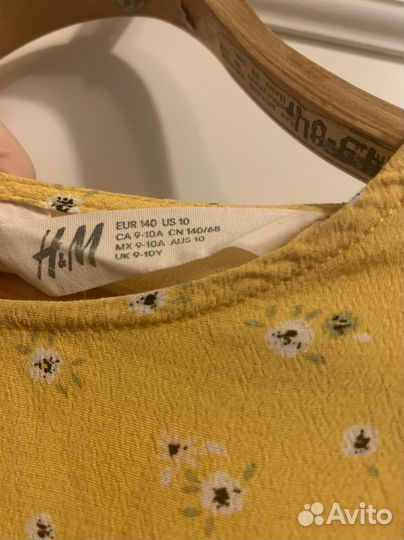 Желтая блуза h&m для девочки 9-10 лет 140 см