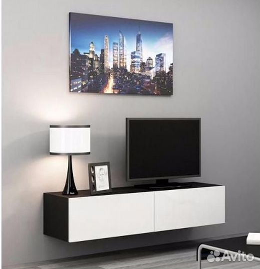 Тумба под тв Модерн Виго мдф темный глянец подвесн