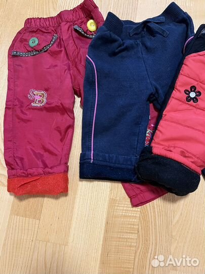Штаны теплые на девочку пакетом 74 80