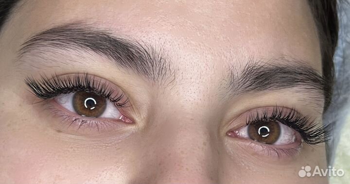 Наращивание ресниц и окрашивание бровей