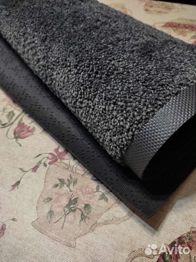 Каучуковый ковер белый кот антрацит 85/120 см