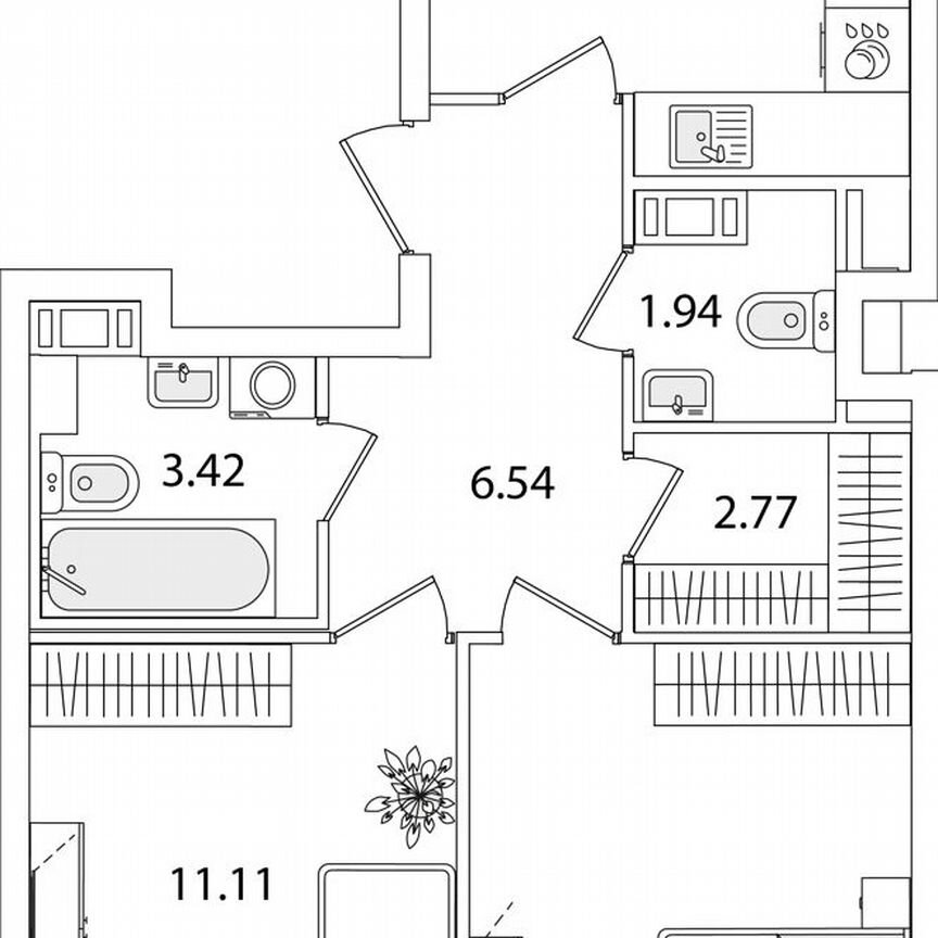 2-к. квартира, 57,8 м², 8/9 эт.