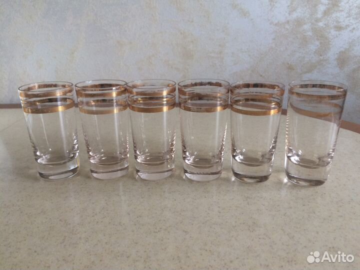 Стопки стеклянные. Набор из 6 штук. 50-60 годы