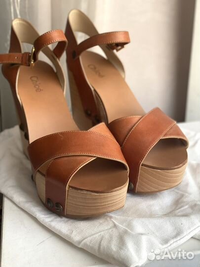 Chloé Crisscross Platform Wedge Sandals