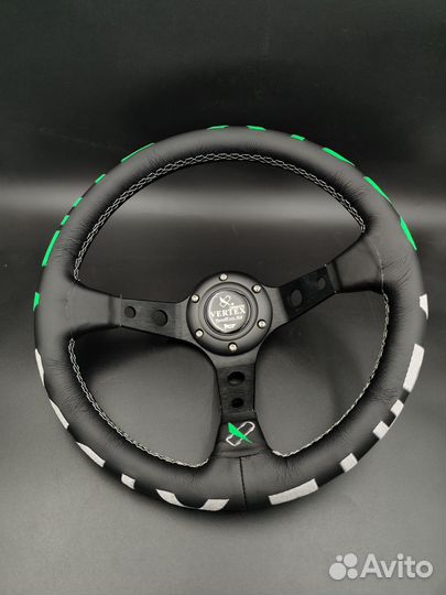 Руль спортивный Vertex 1996 с выносом кожа без пер