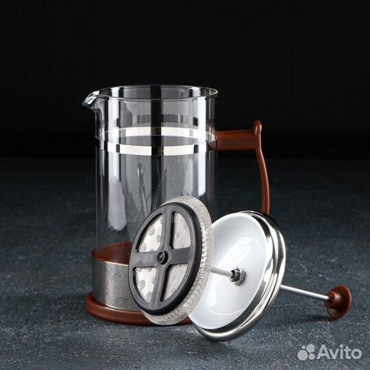 Френч-пресс стеклянный Доляна «Риц», 600 мл, цвет