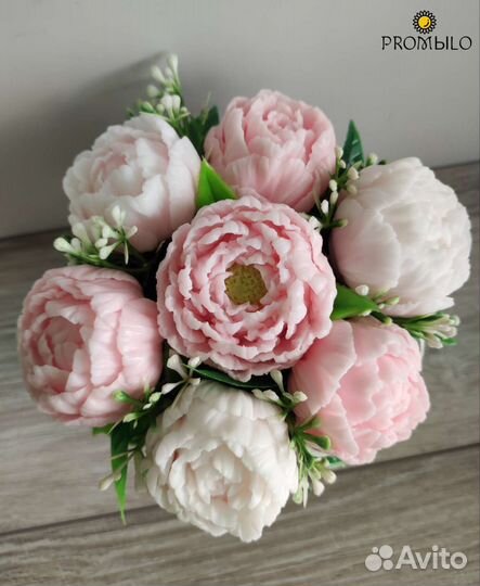 Пионы.Букет цветов из мыла