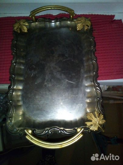 Поднос мельхиоровый-винтаж 80-х