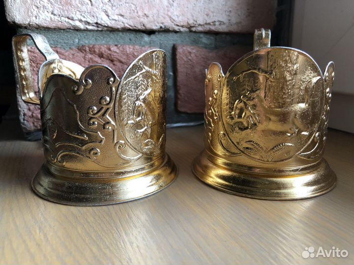 Подстаканники и поднос СССР