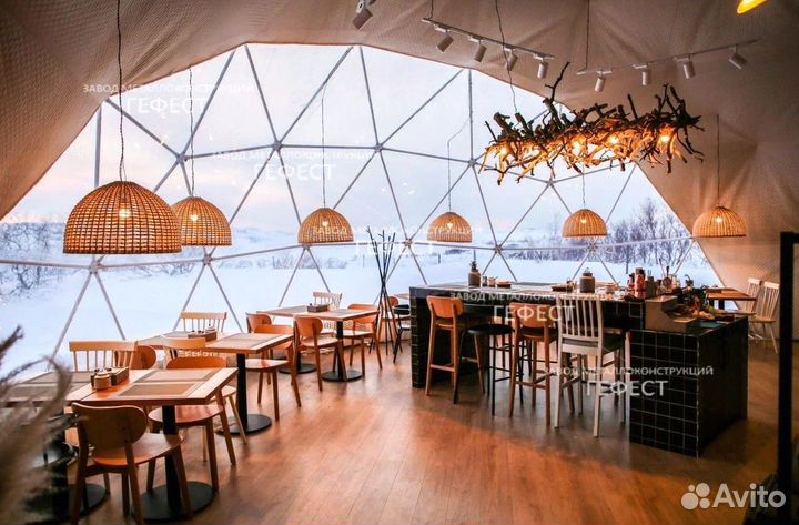 Шатер всесезонный, геодезический купол площадь 112