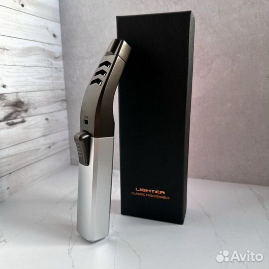 Большая турбо-зажигалка (Сверхмощная, Серебро )