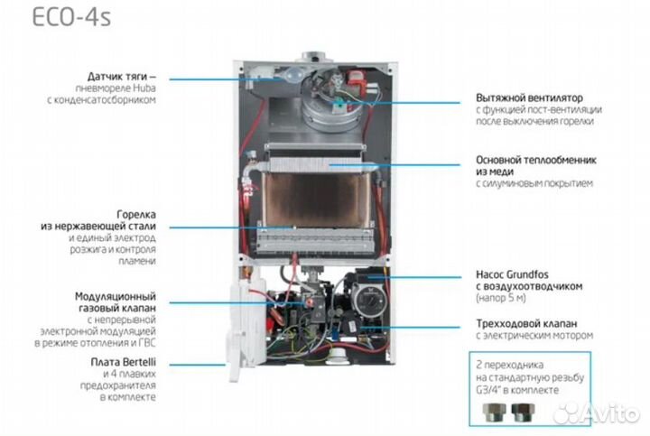 Котел газовый настенный baxi ECO 4s 24F 7659670