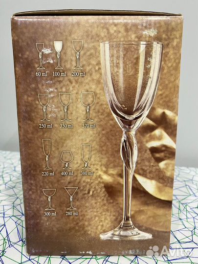 Стеклянный бокал богемия чешский 100 мл 6 шт