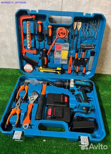 Шуруповерт с набором инструментов