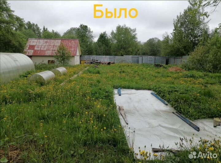 Покос травы триммером