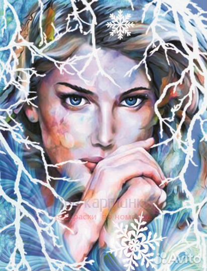 Алмазная мозаика 40x50 Девушка и морозное окно