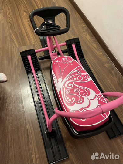 Снегокат для девочек розовый со спинкой