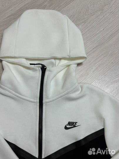 Зип худи Nike Tech Fleece бело-черно-серая