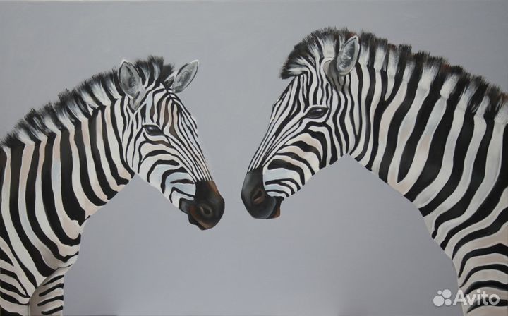 Картина маслом Зебры холст 50х80см