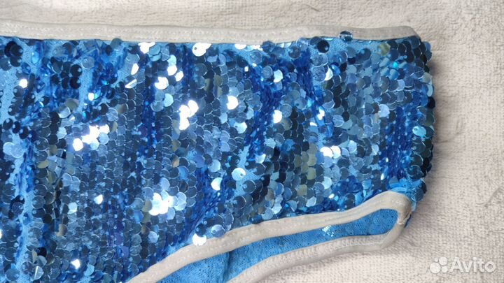Шорты с пайетками голубые, танцевальные, 42-44