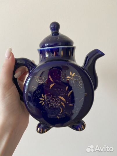 Чайник фарфор кобальт золочение