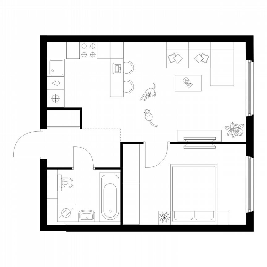 1-к. квартира, 42,1 м², 2/12 эт.