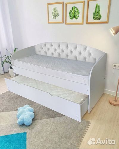 Кровать для малыша 2е спальное мягк спинка лдсп