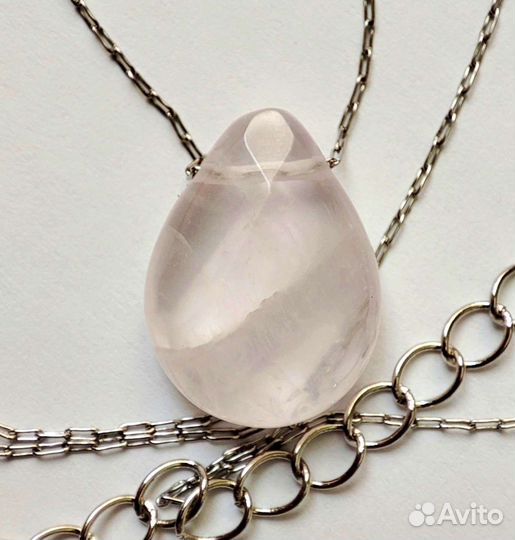 Кулон из Розового Кварца на цепочке