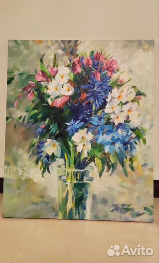 Картина маслом на холсте. Живопись. Цветы. Пейзаж